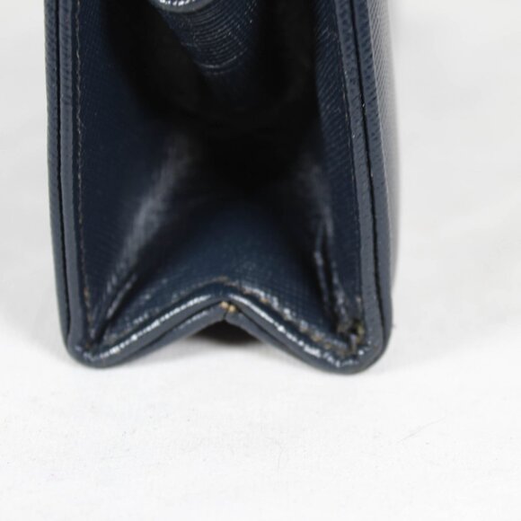 Vintage 1950s Navy Faux Leather Handbag with Art Deco Latch & Metal Chain - Picture 12 of 16